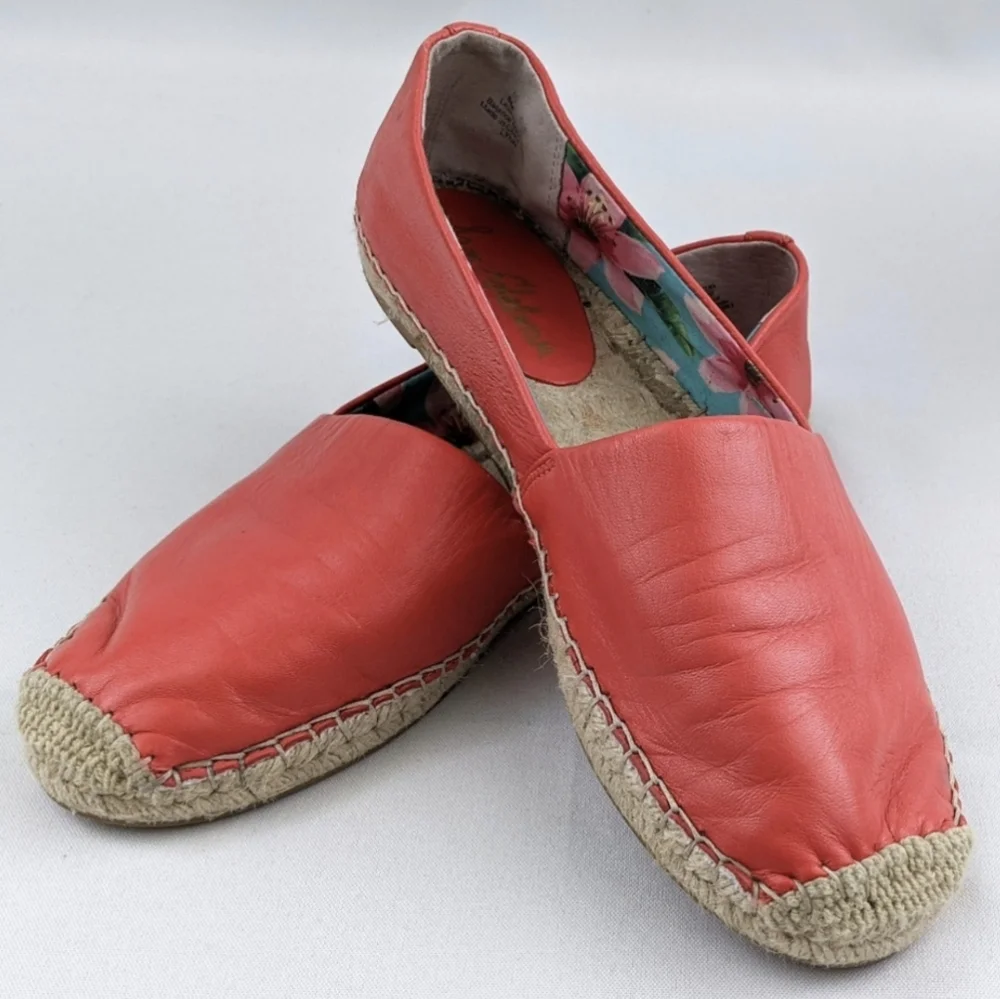 Sam Edelman Lynn Leather Espadrille Jute Toe Cap Slip On Beachy Coastal Orange 8